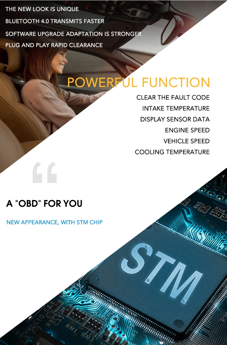 Mini OBD2 Scanner Car Scanner V30-1 ST ARM Chip BLE4.0 Car Fault Code Reader Support Customization