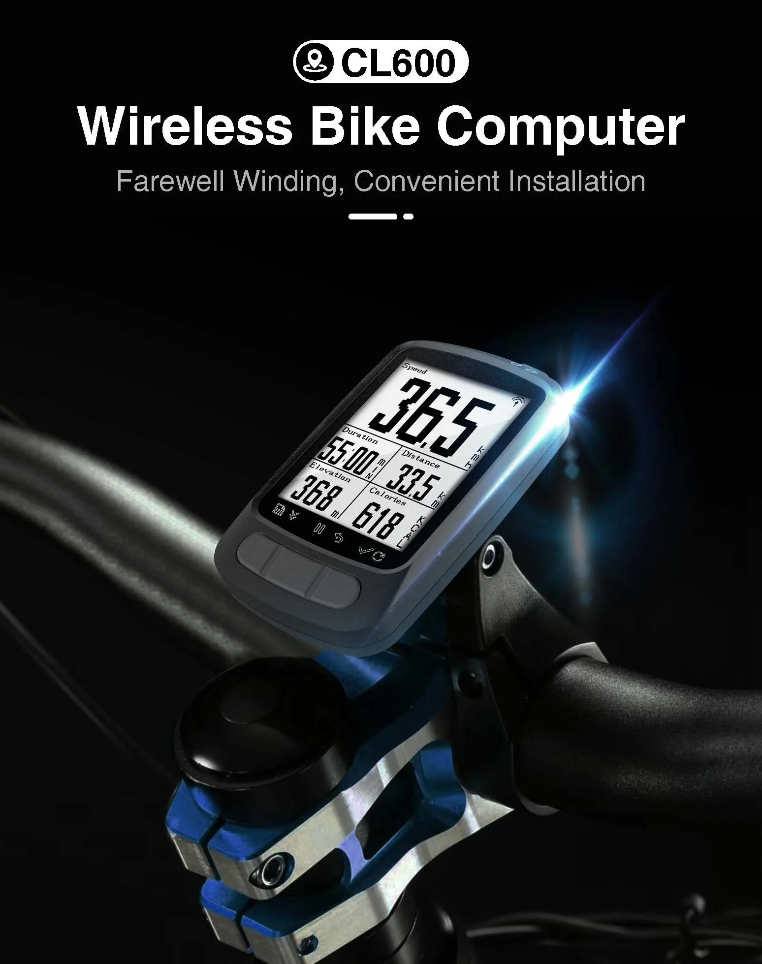 Anti Glare Black and White LCD Screen Waterproof Bike Computer BLE ANT+ Connecting Heart Rate Monitor Multiple Function
