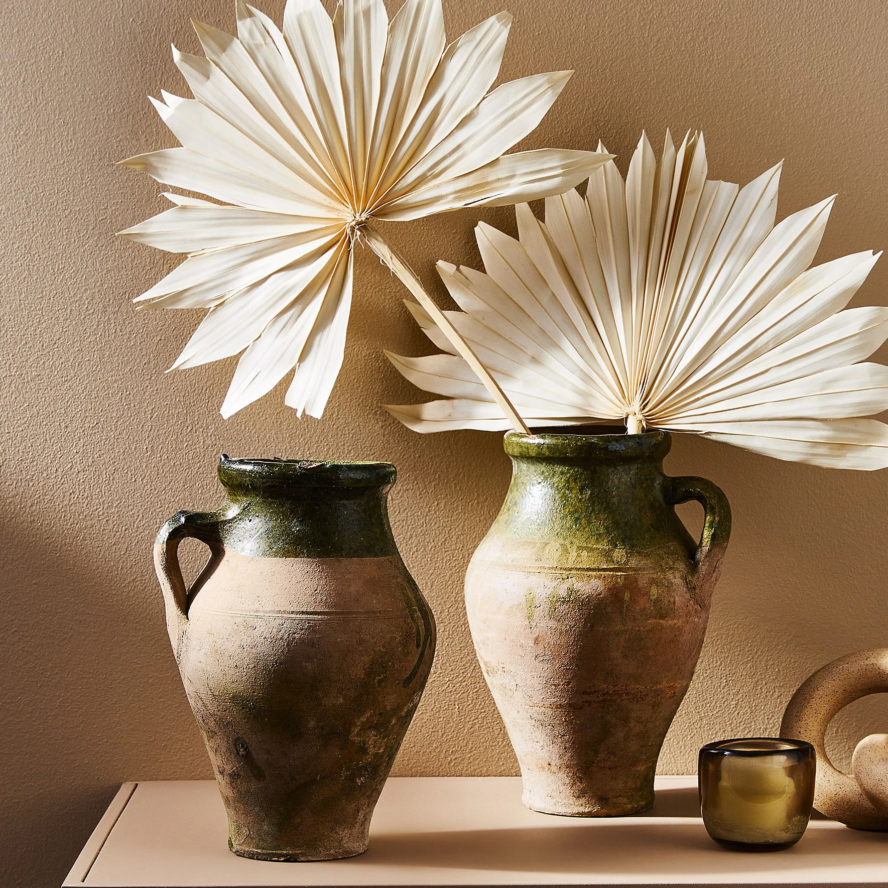 Nordic wedding home living room decorative clay terracotta vases ceramic flower vase with double handle