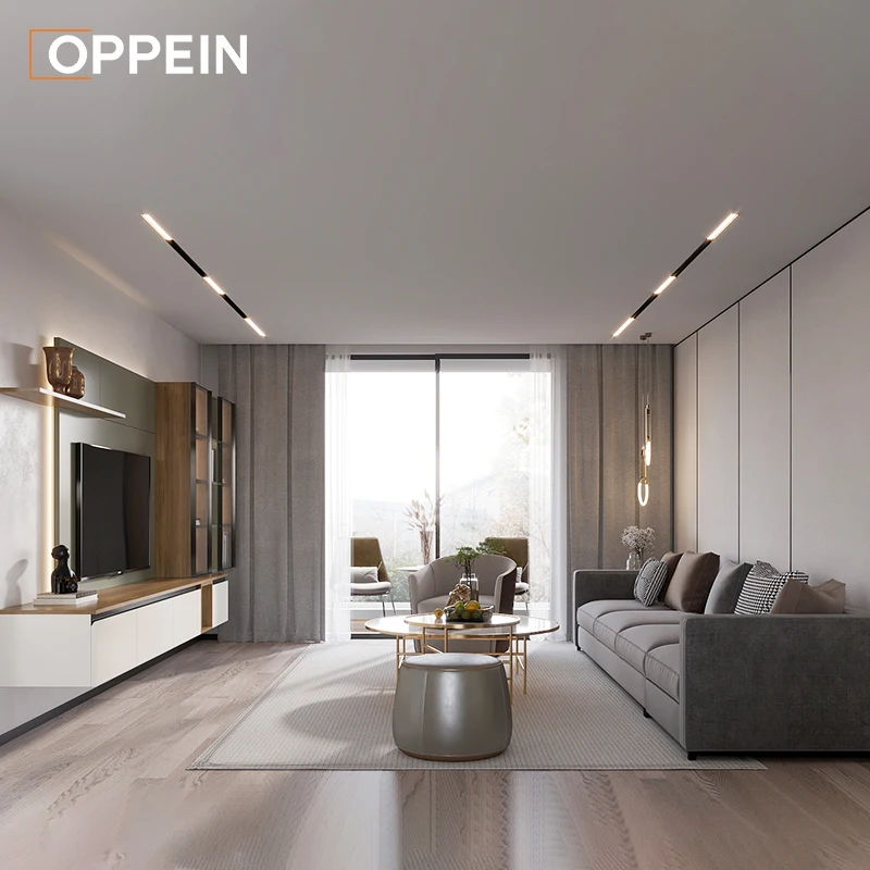 OPPEIN Luxury Curtains TV Cabinet Leather Chairs Sofa Living Room Cabinets Furniture Living Room Sets