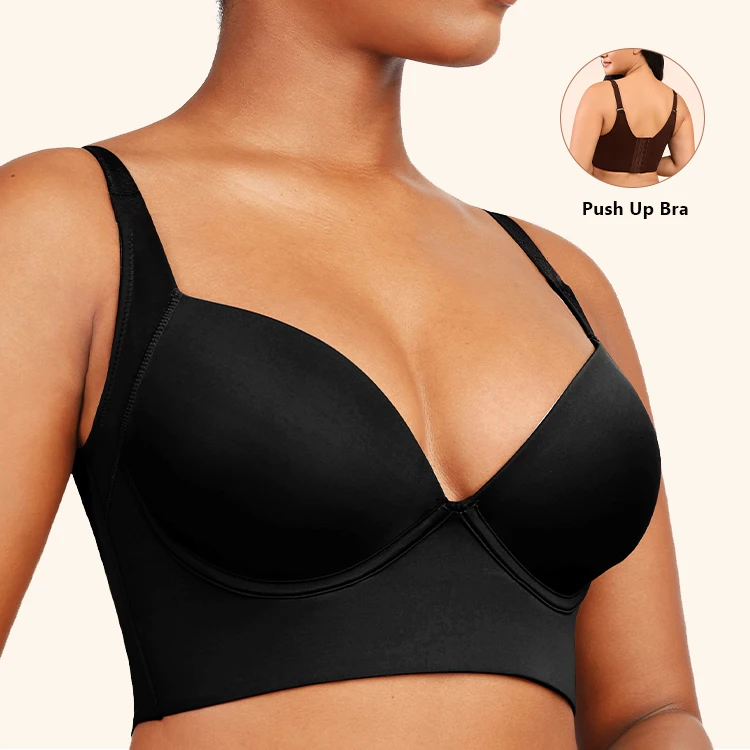 Hexin Wholesale Custom Ladies Plus Size Deep Cup Shapewear Bra Hide Back Fat Bra Full Coverage Push Up Bra For Women
