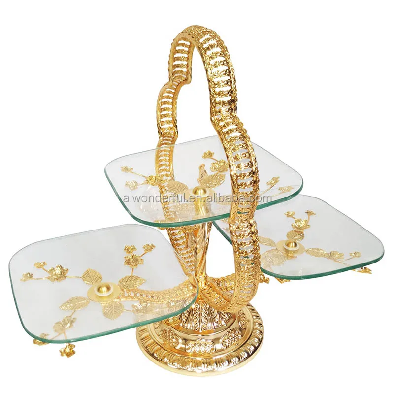 2024 2 tier Wedding Glass cake stands with arabic decoration