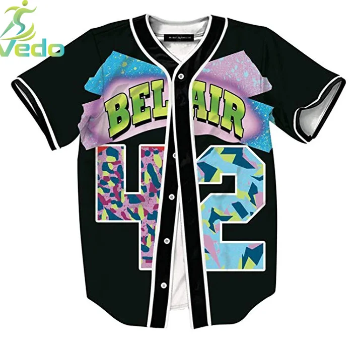 Wholesale Custom Sublimation Printing Polyester Short Sleeve Baseball Jersey