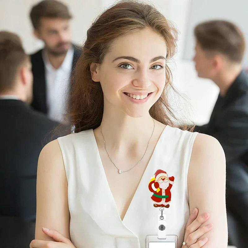 2023 Christmas Office Nurse Gifts Glitter Acrylic Custom Badge Reels Wholesale Luxury Designer Badge Reel