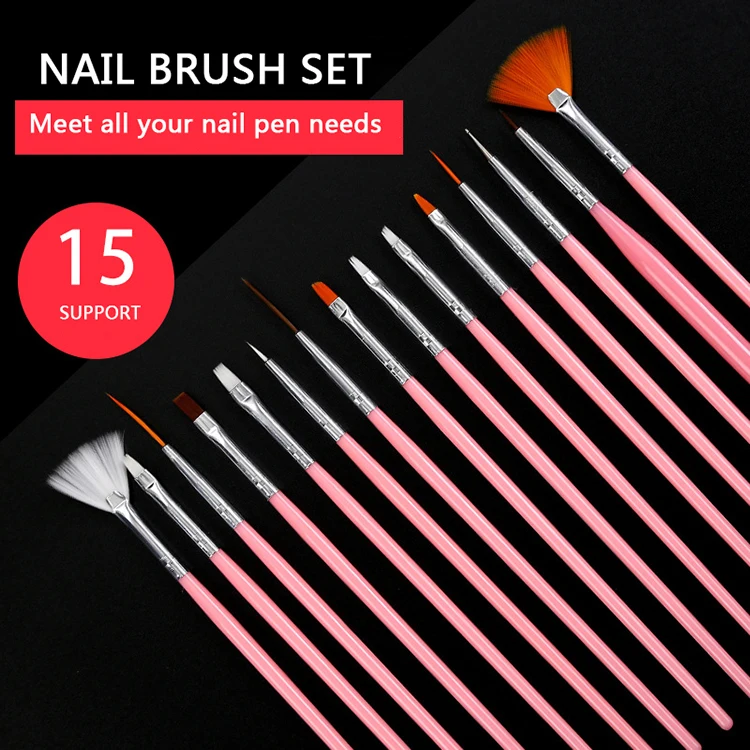 
15 Nail Polish Sets for Painting on Nail Polish Plastic or Wood + nylon + Metal Nail Polish Brush 