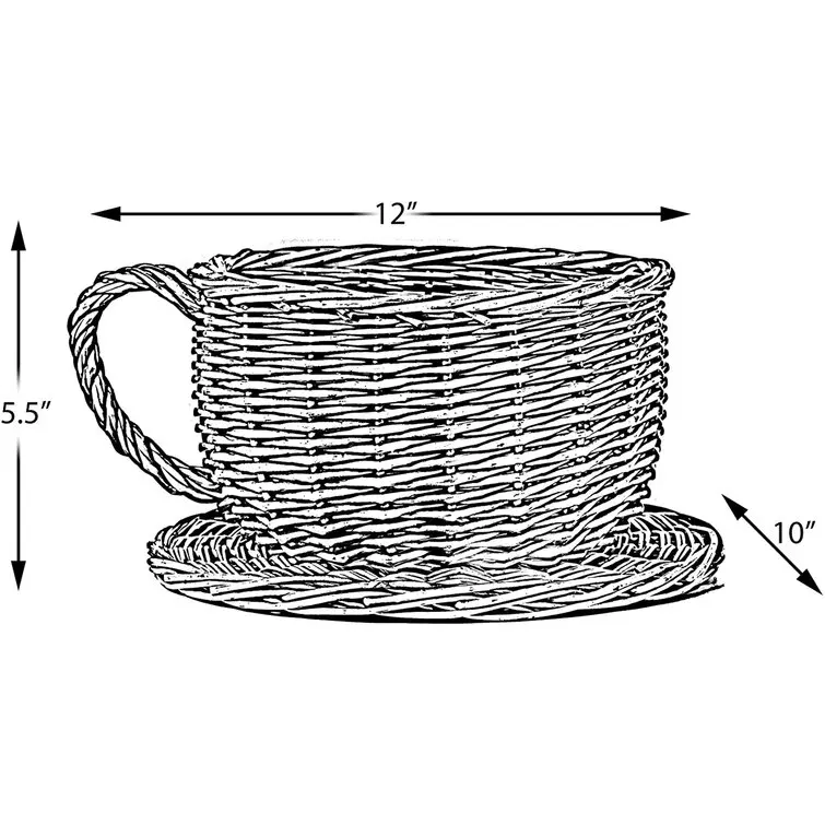 Чашка для хранения и блюдце подарок плетеная корзина из ивы набор прямоугольной декоративной корзины с встроенными ручками