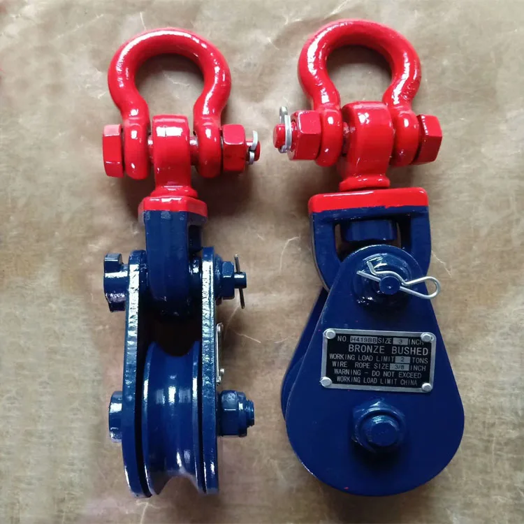 Green Color Marine Rigging Wire Rope Sheave Pulley Block With Hoook