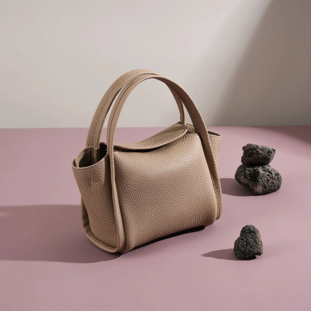 cute shoe-shaped gold ingot women real leather handbag lichee pattern soft women shoulder bag fashion