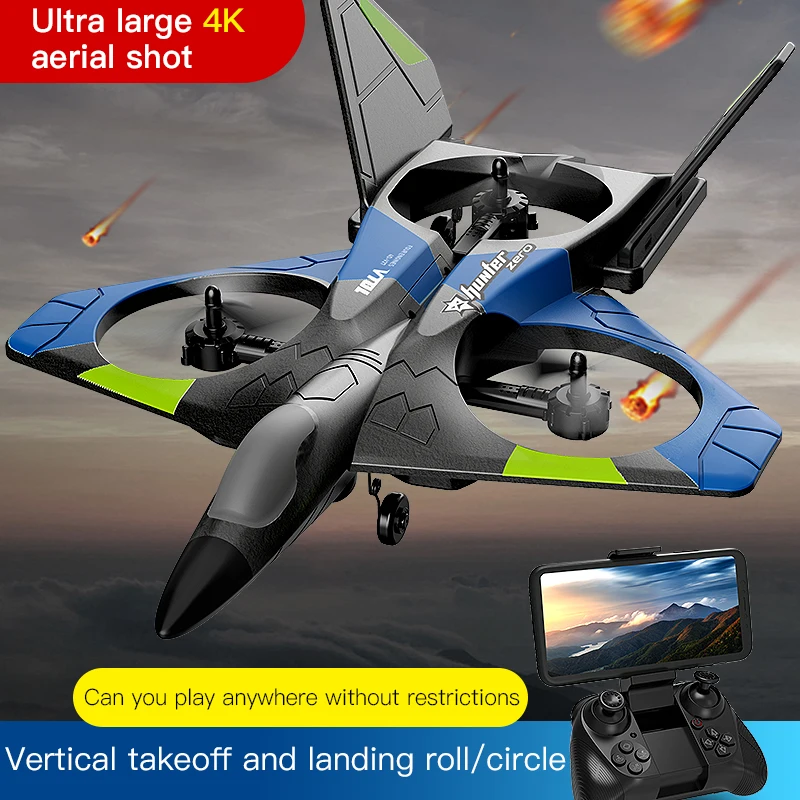 New V27 RC Glider Remote Control Drones 4K HD Camera Rc Airplane 6CH EPP Foam Trick Fighter LED Light Toys for Children Adults