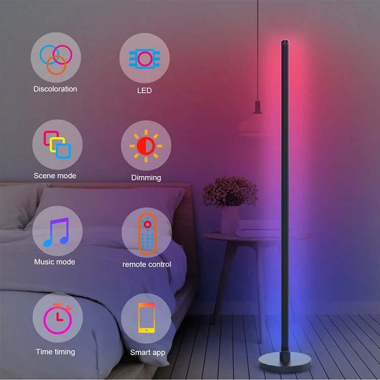 High quality Living Room Dimmable Smart remote multicolor nordic led lamp floor 5050SMD Modern Designer RGB led Floor Lamps