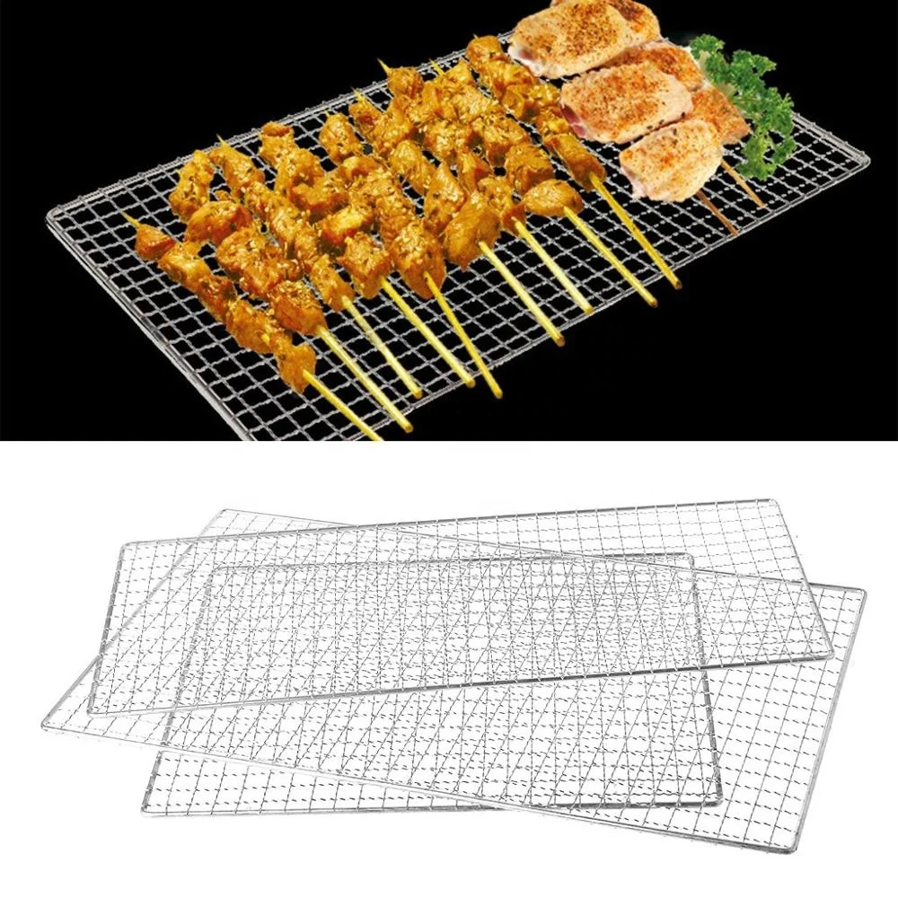 
steel food contact electric oven wire barbecue rack Multi-Purpose Stainless Steel mat Cross Wire square Steaming Cooling rack Portable Stainless Steel BBQ Barbecue Grilling Basket