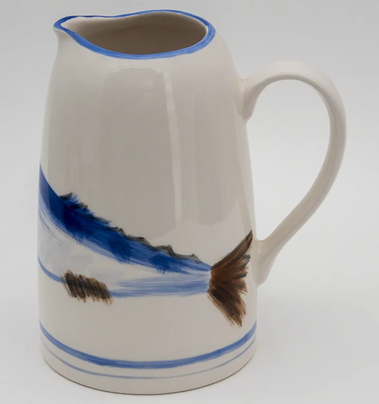 
Irregular Shape Fish Handpaint Stoneware Flower Pot Vase Ceramic Flower Planters with Handle 