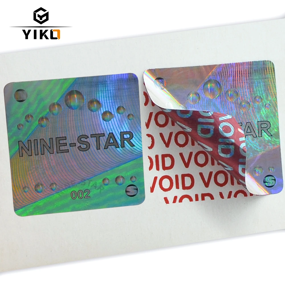 Yiko High-End Tamper Evident Hologram Stickers Technology Custom Logo Secure Genuine Anti-counterfeit Cellphone Seal Labels