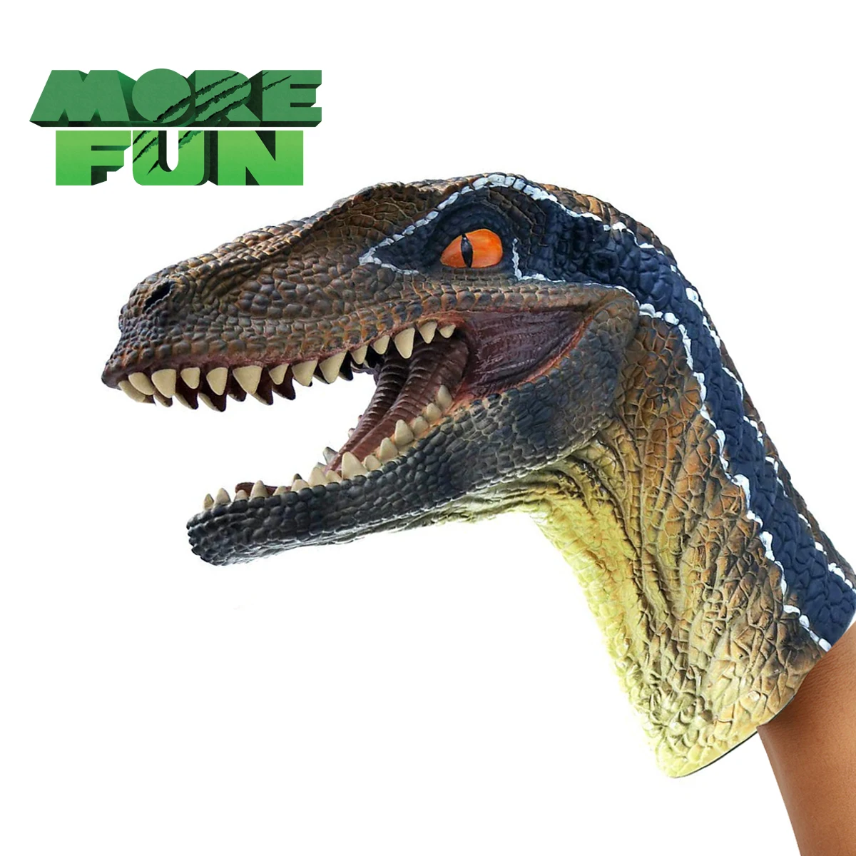 Realistic High Quality Soft PVC Plastic Dinosaur Toys Realistic Eco-friendly Dinosaur Hand Puppet Velociraptor Puppet