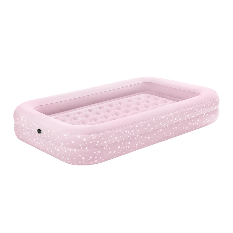 Safe and Comfortable Inflatable Toddler Travel Bed Blow Up Perfect Kids Air Mattress Bed with Raised Sides