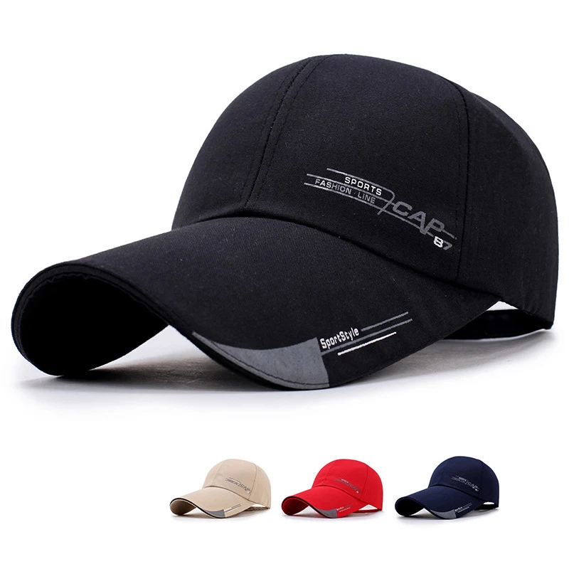 Wholesale Fashion Korean Sport Style Long Visor Outdoor Sunscreen Polyester Cotton Fishing Travel Baseball Cap