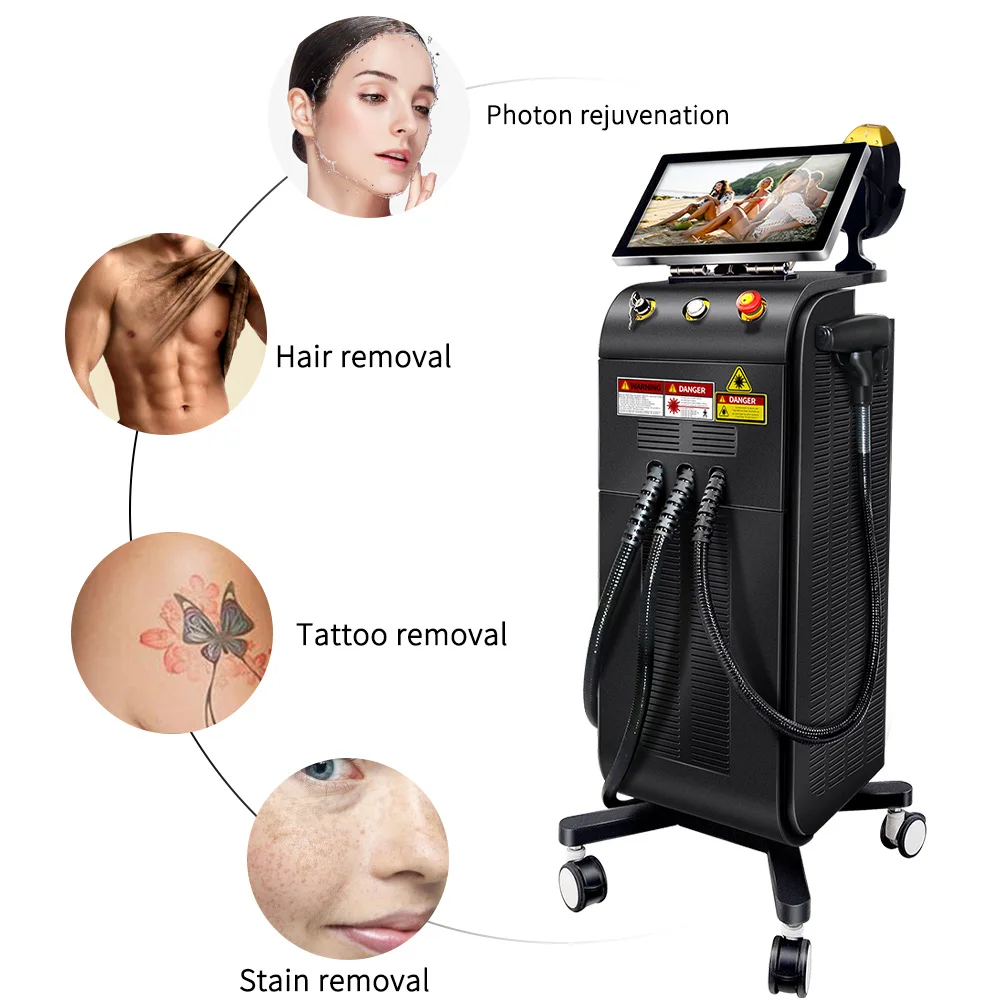 Remote Control System 3 Handles Ice Platinum Titanium Diode Laser Hair Removal Tattoo Removal Salon Beauty Equipment