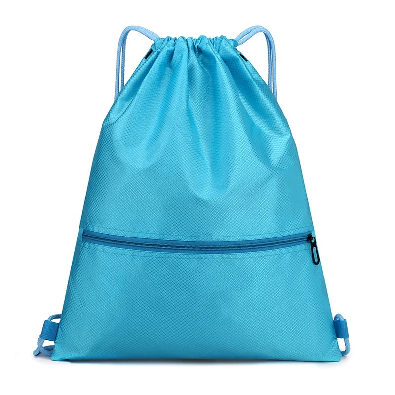 Promotional Outside Waterproof Zipper Black Small Nylon Mesh Backpack Drawstring Bag Pattern