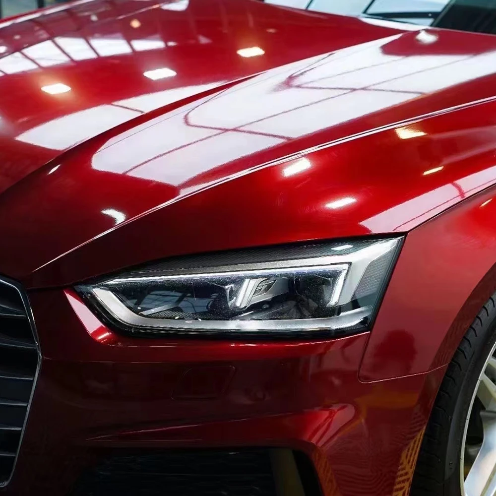 TSAUTOP 1.52*18m ROHS PET Glossy Metallic Vinyl Cherry Red Car Wrap