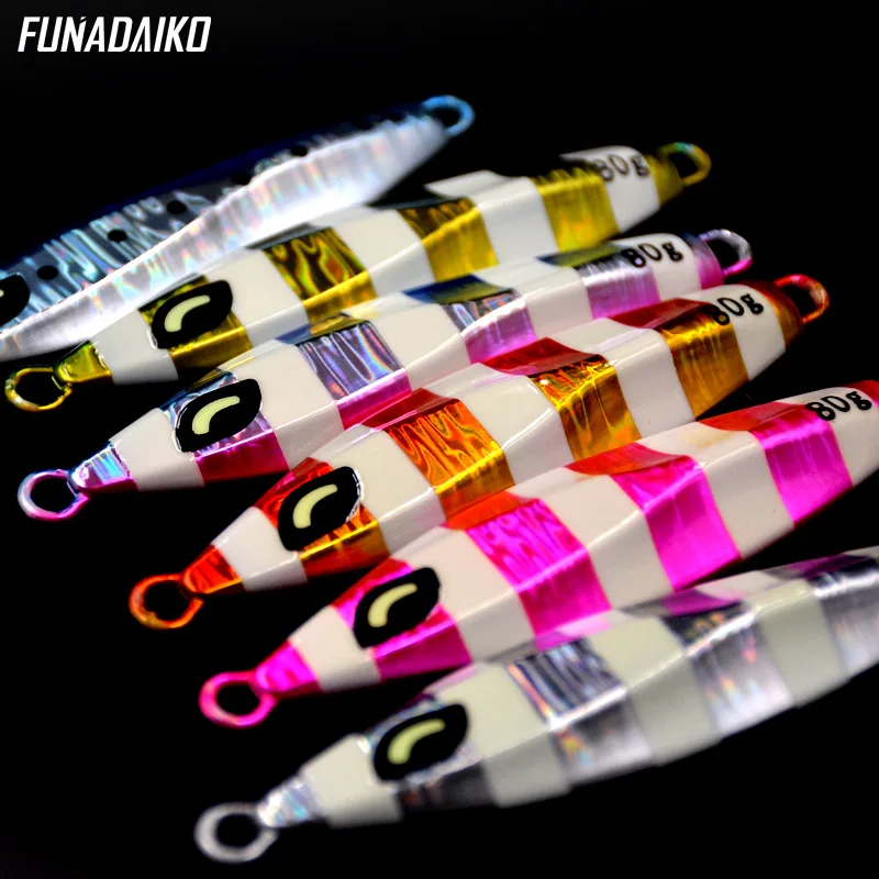 FUNADAIKO Jig 40g 60g 80g 100g 150g 200g lead fish metal luminous fishing lure hard Saltwater slow pitch jigging lures
