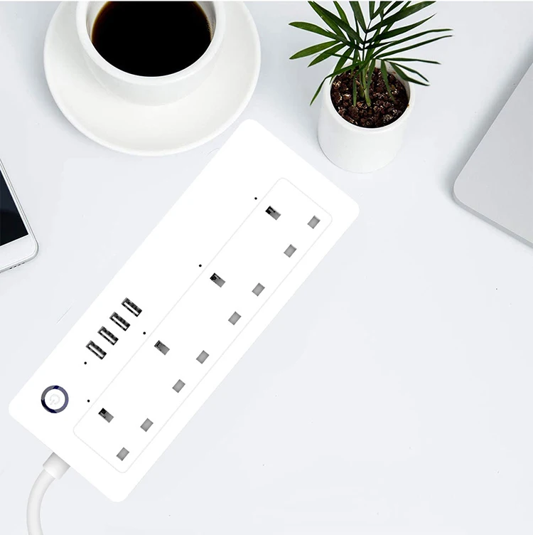 UK WiFi Tuya Smart Power Strip With 4 AC Socket 4 USB Port Timing Voice Control Smart Power Strip Tuya Smart Power Socket
