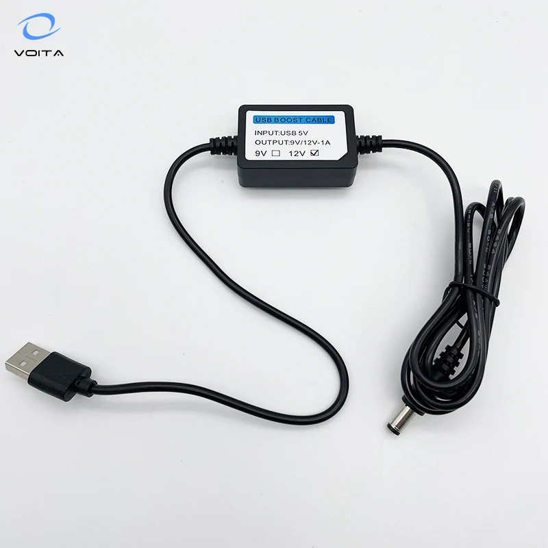 VOITA Top selling Custom USB Step Up 5V to 9V 12V Boost converter Power Cable with DC Jack 5.5mm 2.1mm Barrel Connector