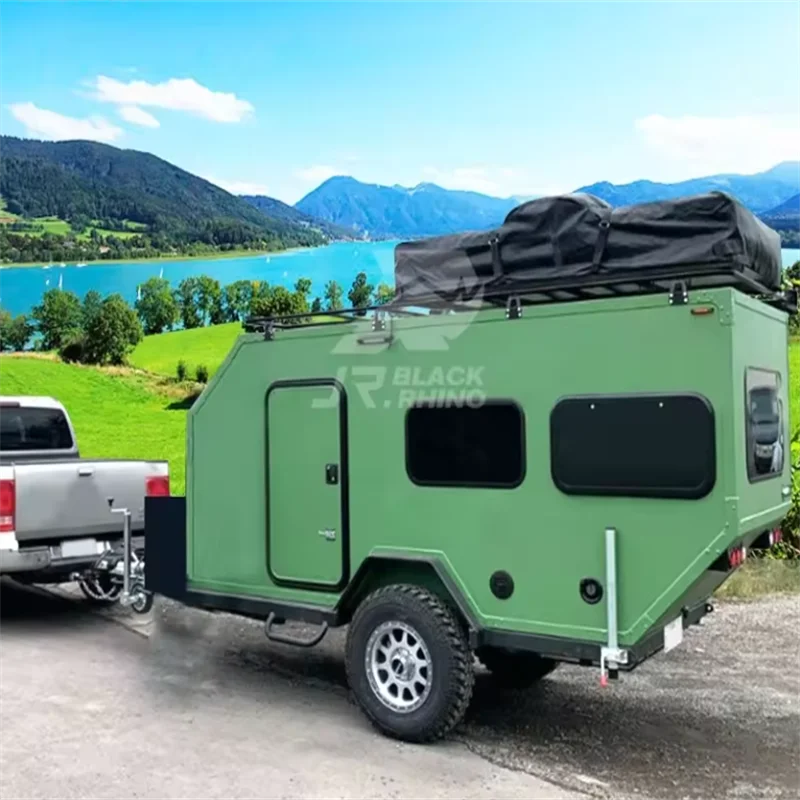 Customized Lightweight Off Road Pop Up Toy Hauler Travel Trailer With Shower And Toilet