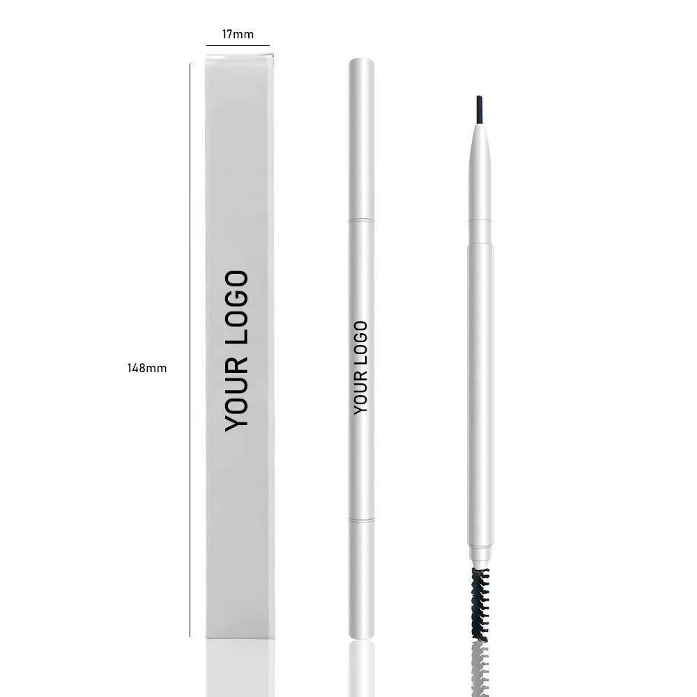Custom private label  eyebrow pencil for eye brow makeup telescopic vegan white  slender eyebrow pencil