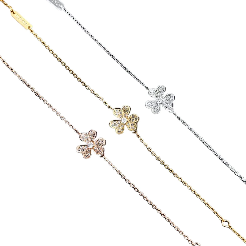 Four leaf clover bracelet 925 sterling silver clover bracelet and necklace 925 white clover bracelet