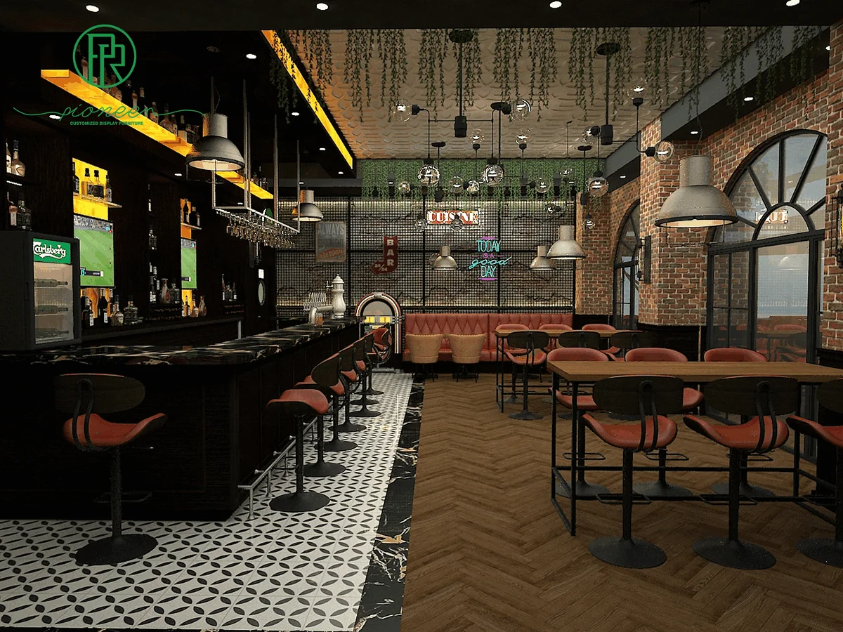 Irish Restaurant Pub Counter Design Sport Bar Furniture Commercial Hookah Lounge Bar Counter for sale