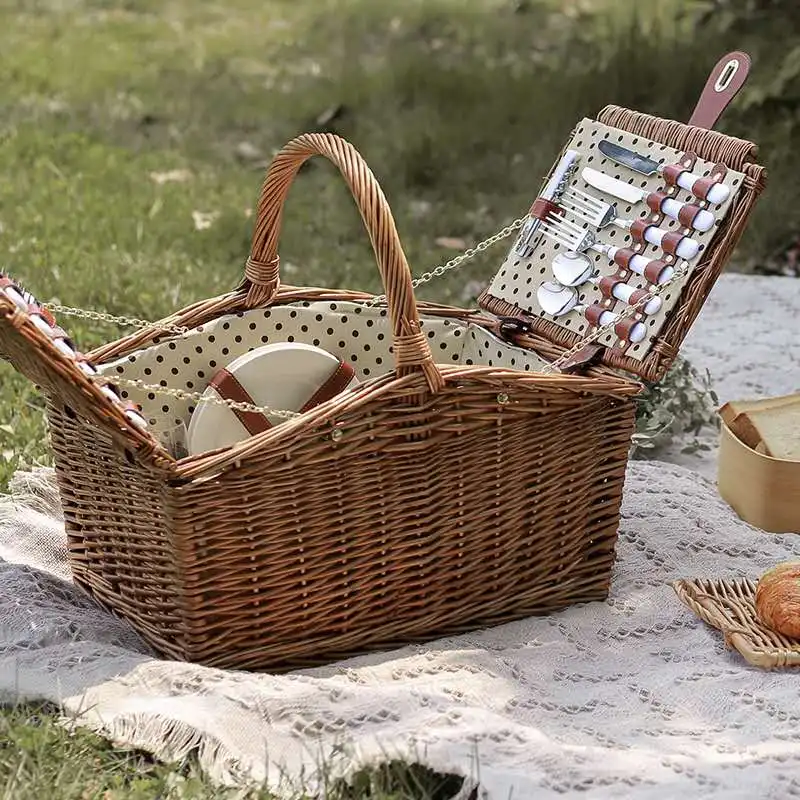 
Hot seller wicker basket hand basket picnic basket for four 