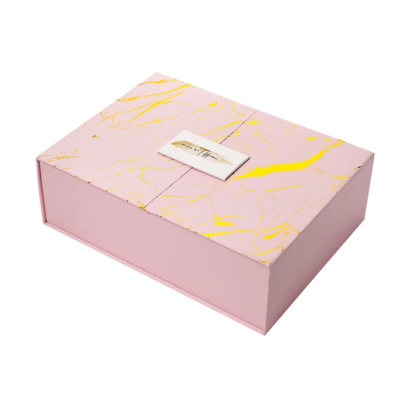 Customizable  Luxury Magnetic Lid Closed Pink Satin Insert Lined Rigid Gift Box Packaging With Satin
