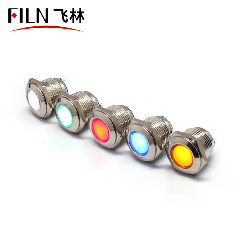 FILN 16mm metal indicator light Red yellow green white 110V 220V with terminal pins indicator light motorcycle