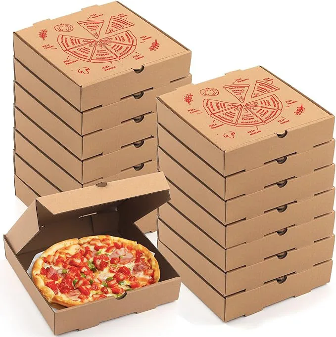 Food grade flute corrugated custom printed size caja para pizza design cardboard carton pizza box