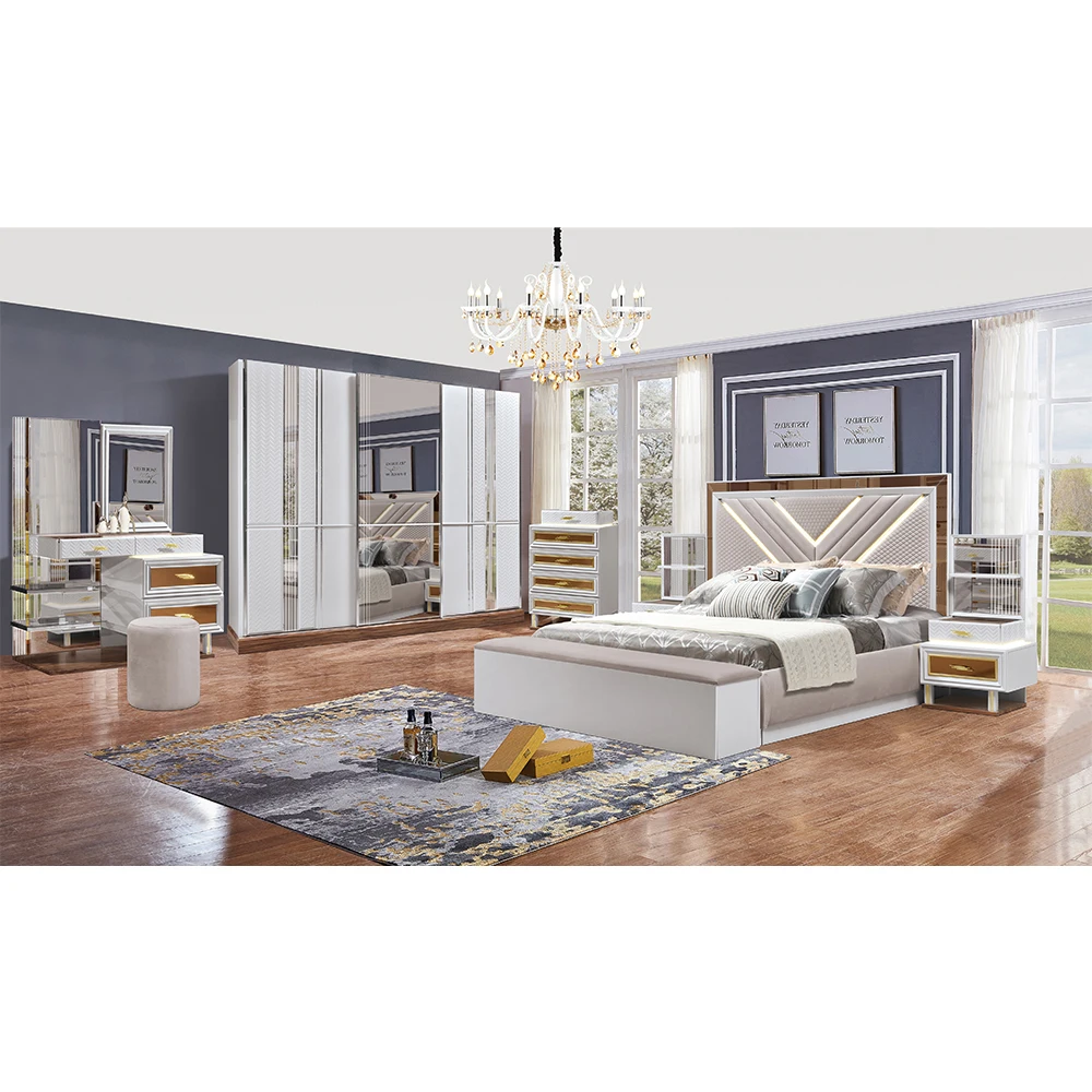 Foshan modern cheap simple design bedroom furniture MDF wooden turkey bedroom set