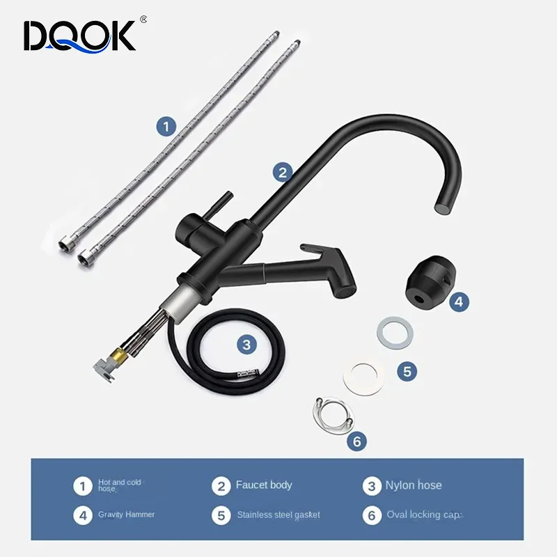 Automatic Switching 2 Functions Matte Black Kitchen Sink Taps Pull Out Sprayer Hot And Cold Kitchen Faucet