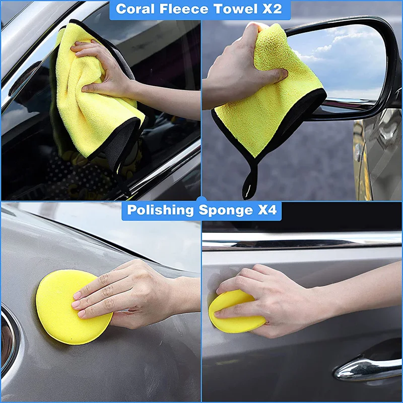 Microfiber Cleaning Cloth Wash Mitt Duster Squeegee Tire Brush Car Detailing Cleaning Kit