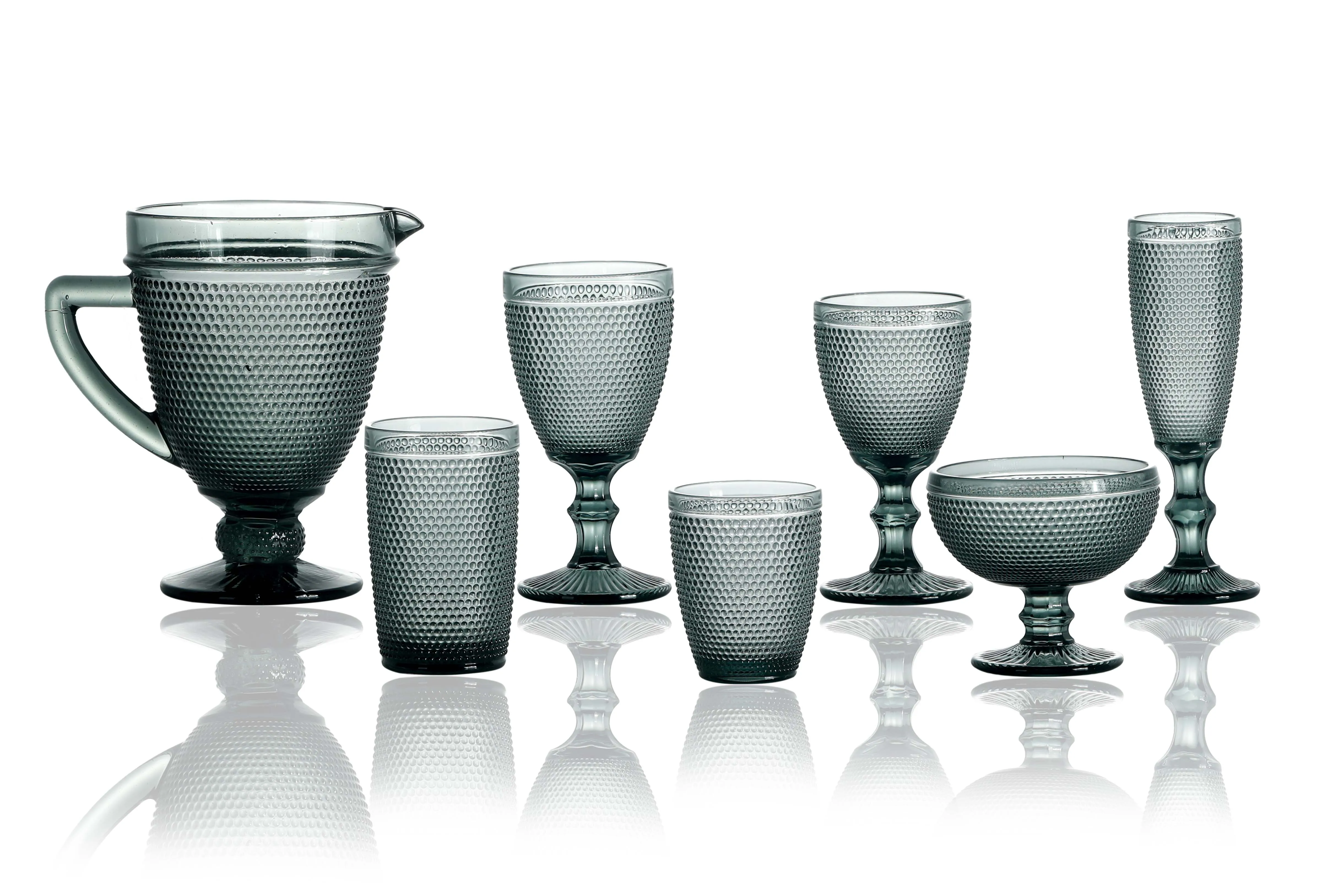 Glass Goblet Embossed Glassware Clear Solid Color Glass Goblet for Juice Water Liquor and Party Wedding Bars