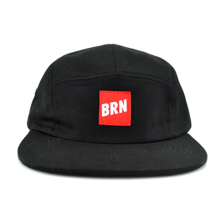 High Quality Custom Black Leisure 5 Panel  Cap