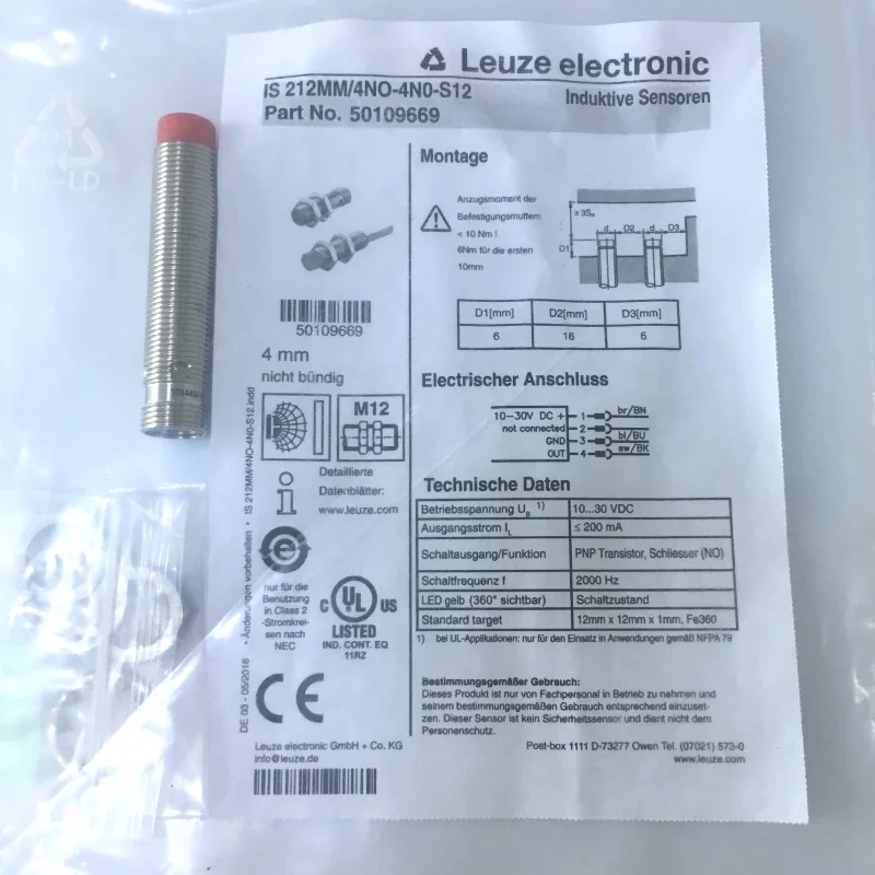 New arrival original 50109727 IS 230 MM/4NO-40N-S12 PNP inductive sensor for Leuze