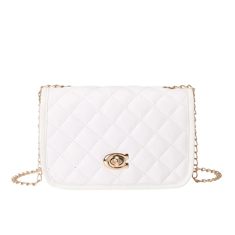 Fashionable Embroidered Bag Single Shoulder Diamond Crossbody Thread Cover Lock Mobile Phone Messenger Handbag Women PU Fashion