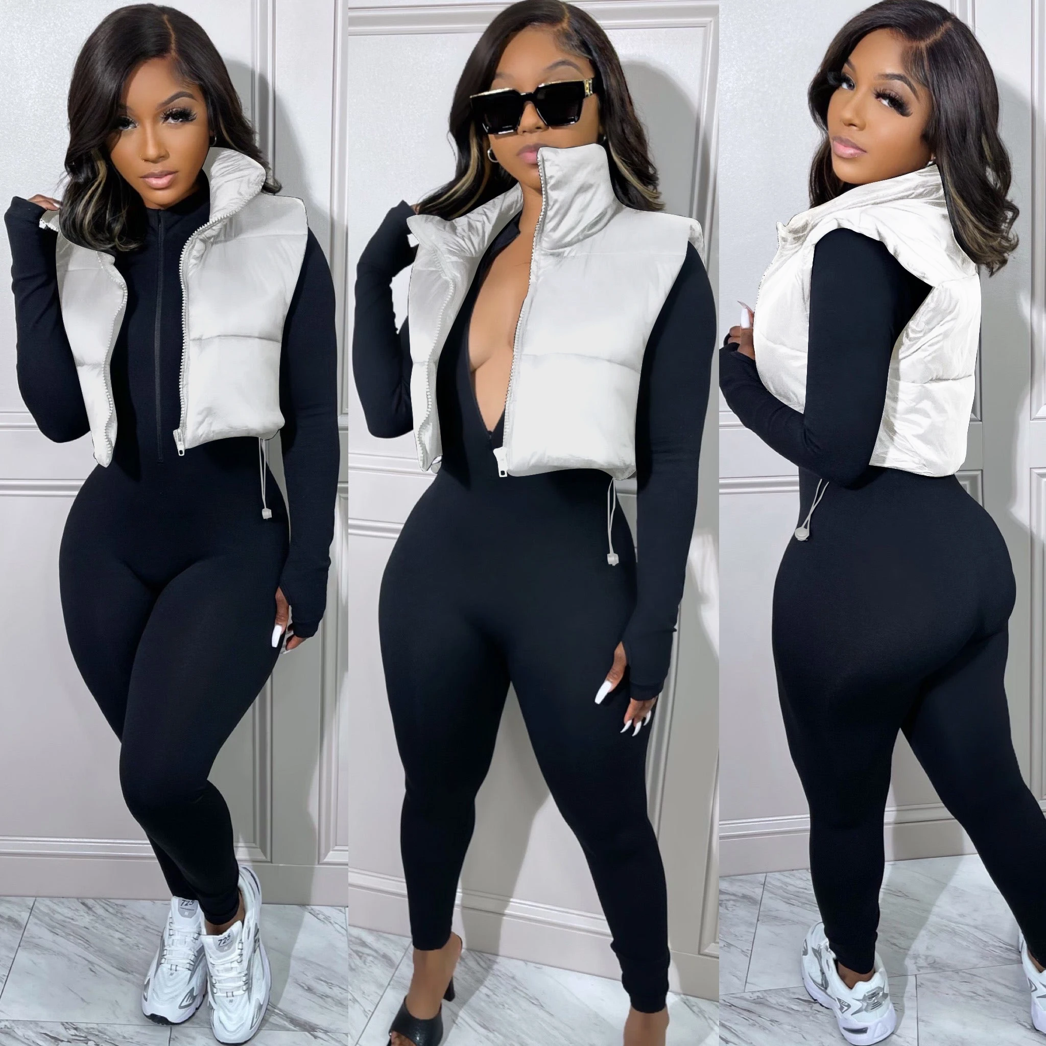 High Quality Ladies Puffer Coats Sleeveless Zipper Outwear Winter Waistcoat Plus Size Clothing Women Short Bomber Jacket
