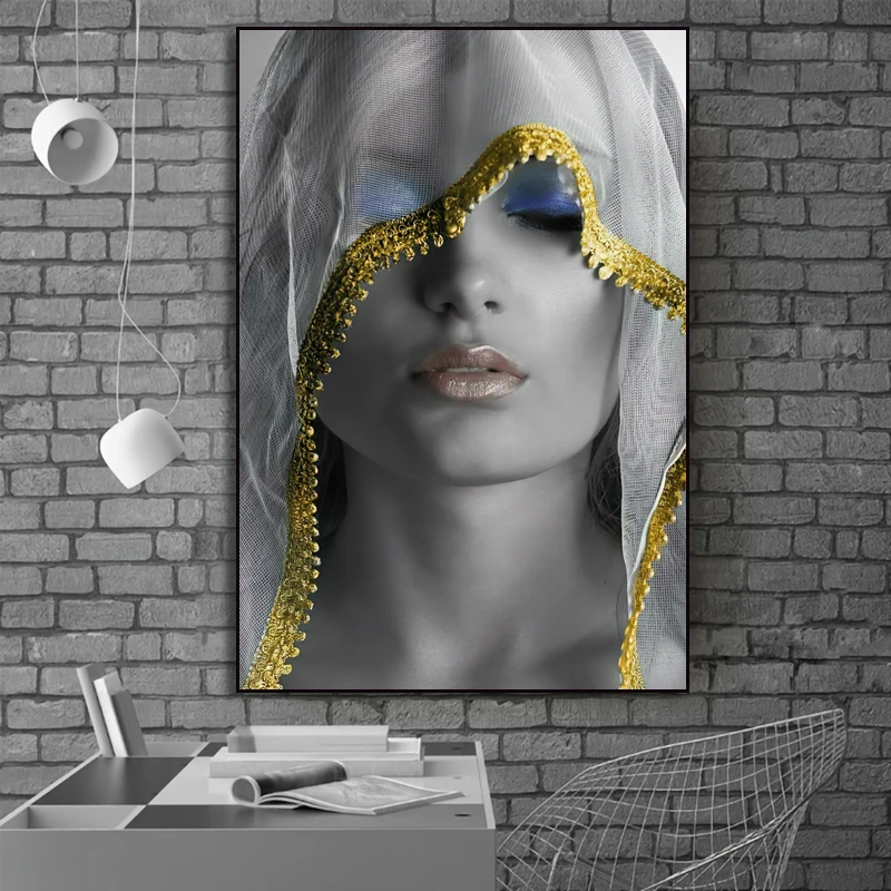 Black  Woman Canvas Painting On Canvas Beauty Makeup Art Posters And Prints Wall Canvas Art