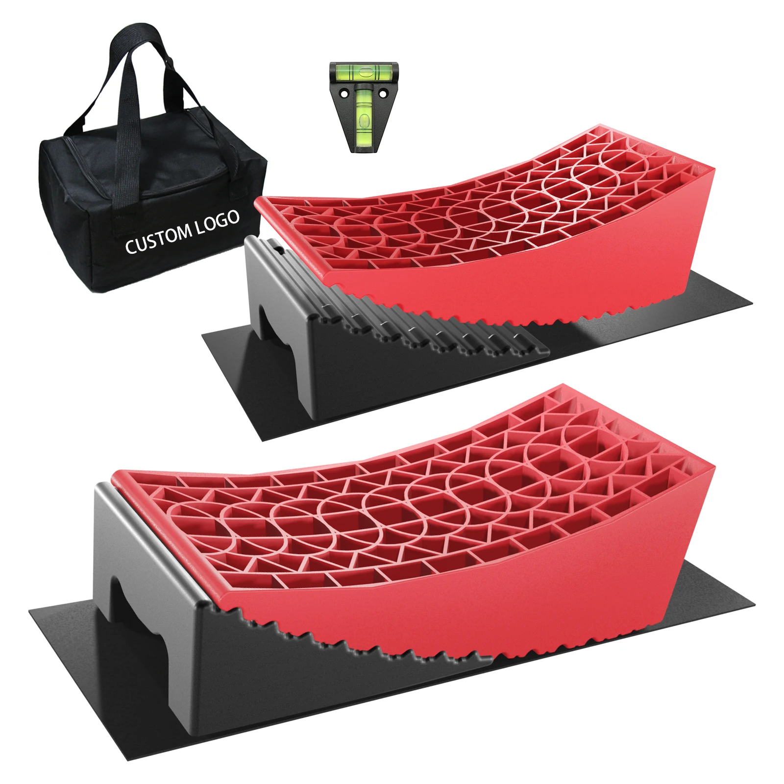 GT-17PS1 Heavy Duty Caravan RV Leveler Set With Curved Wheel Chock Block