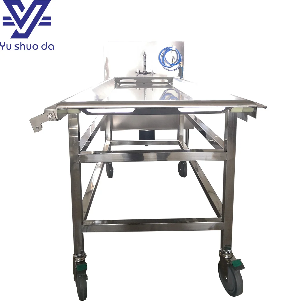 New design roller style hospital use autopsy trolley with brakes