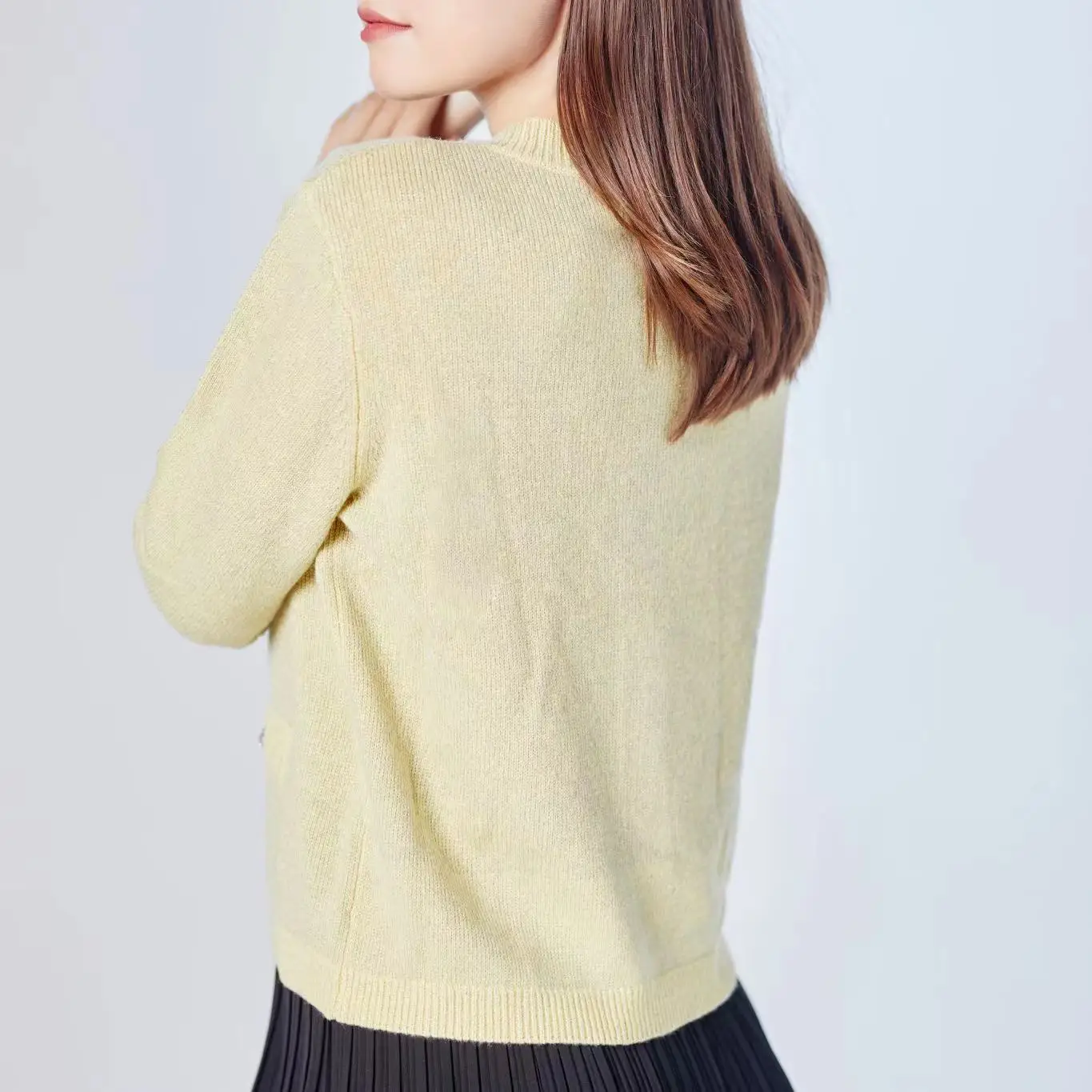 Soft metallic yarn cashmere Cardigan  paillette cloison cashmere cardigan