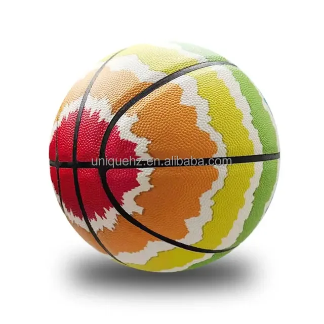 factory wholesale customized logo ball full size 7 overall printed leather freestyle artwork basketball ball with logo