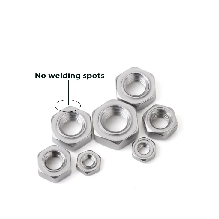 Factory Sale SS304 316 Zinc Coated Stainless Steel Hexagon Hex Weld Nuts M4 M5 M6 M8 M10 M12 ISO GB Mining Spot Weld Nut Din929