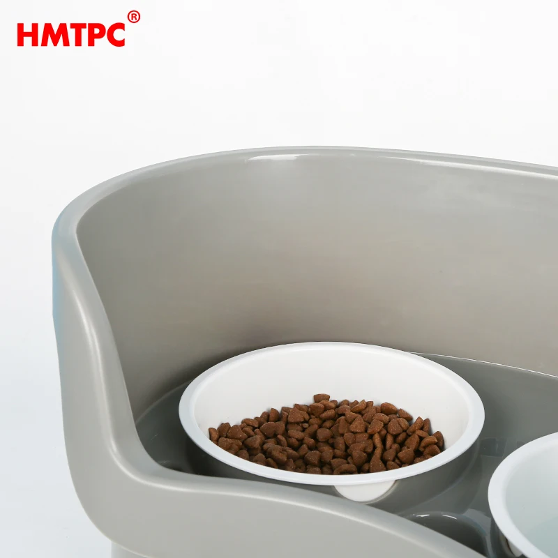 HMTPC Luxury 2-in-1 Stainless Steel Plastic Cat/ Dog Pet Feeder Bowl Stand Durable Indoor Food Bowl Bottle Shape Water