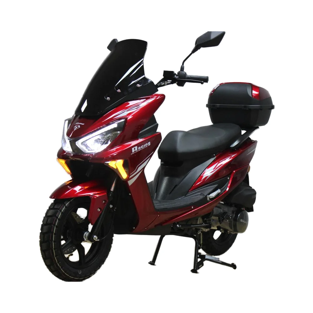High-Speed 50cc 150cc Electric Moped Motorcycle with Single Cylinder Automatic Transmission Gas Powered Scooter Rear Carrier